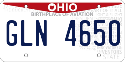 OH license plate GLN4650
