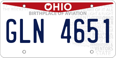 OH license plate GLN4651