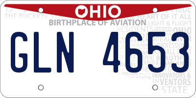 OH license plate GLN4653