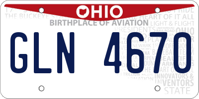 OH license plate GLN4670