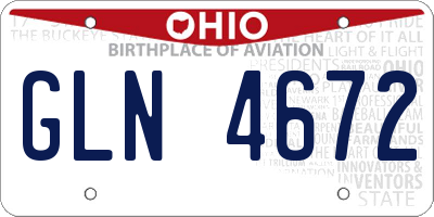 OH license plate GLN4672