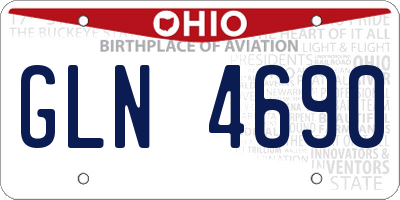 OH license plate GLN4690