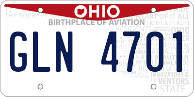 OH license plate GLN4701