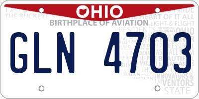 OH license plate GLN4703