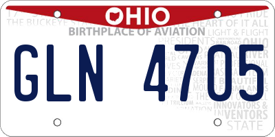 OH license plate GLN4705