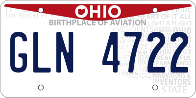 OH license plate GLN4722