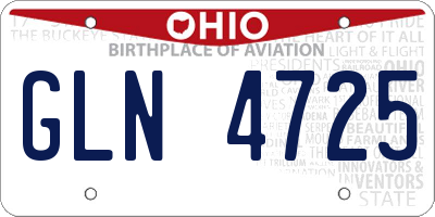 OH license plate GLN4725