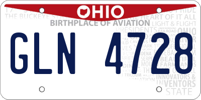OH license plate GLN4728