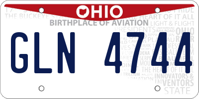 OH license plate GLN4744