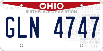 OH license plate GLN4747