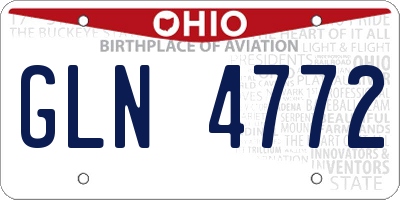 OH license plate GLN4772