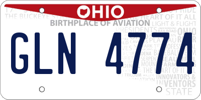 OH license plate GLN4774