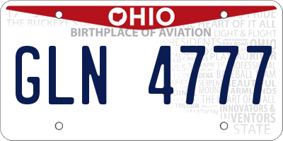 OH license plate GLN4777