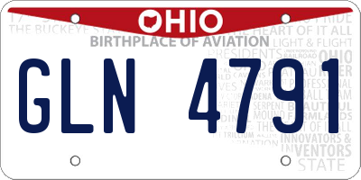 OH license plate GLN4791