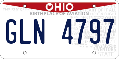 OH license plate GLN4797