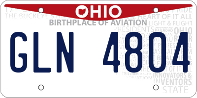 OH license plate GLN4804