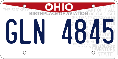 OH license plate GLN4845