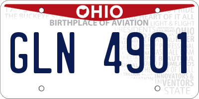 OH license plate GLN4901