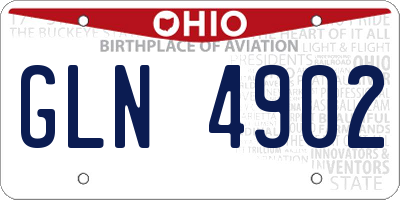 OH license plate GLN4902