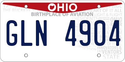 OH license plate GLN4904