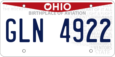 OH license plate GLN4922