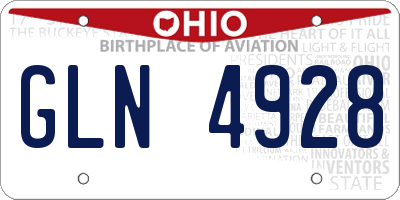 OH license plate GLN4928