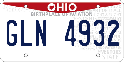 OH license plate GLN4932