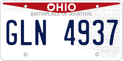 OH license plate GLN4937