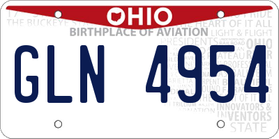 OH license plate GLN4954