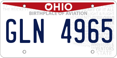 OH license plate GLN4965