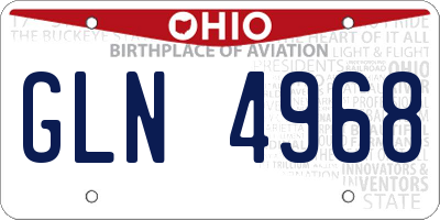 OH license plate GLN4968