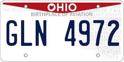 OH license plate GLN4972