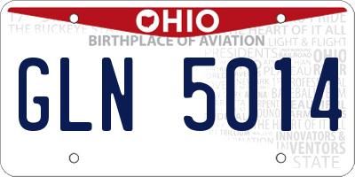 OH license plate GLN5014