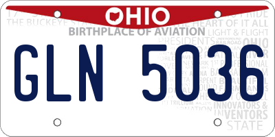 OH license plate GLN5036