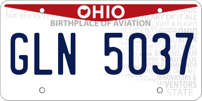 OH license plate GLN5037