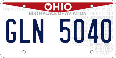 OH license plate GLN5040