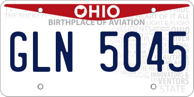 OH license plate GLN5045