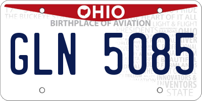 OH license plate GLN5085