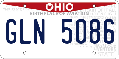 OH license plate GLN5086