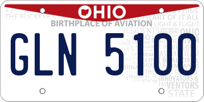 OH license plate GLN5100