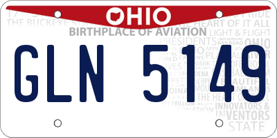 OH license plate GLN5149