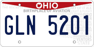 OH license plate GLN5201