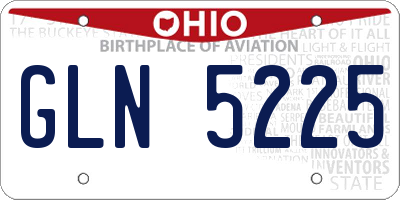 OH license plate GLN5225
