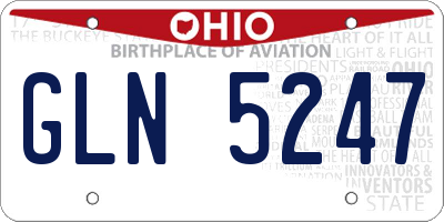 OH license plate GLN5247