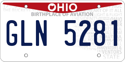 OH license plate GLN5281
