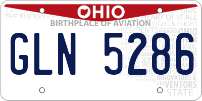OH license plate GLN5286