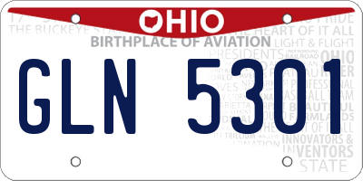 OH license plate GLN5301