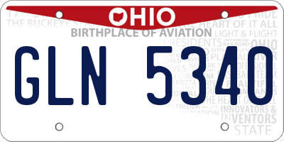 OH license plate GLN5340
