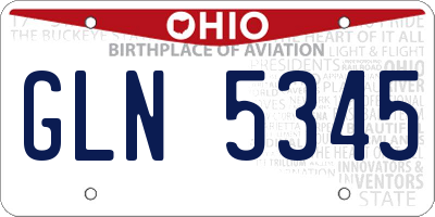 OH license plate GLN5345