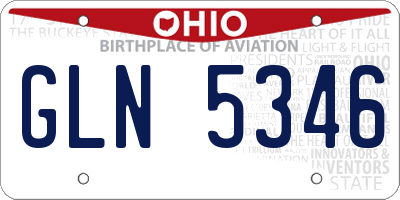 OH license plate GLN5346